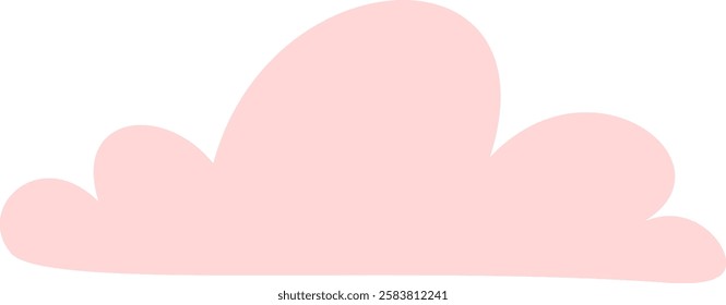 Cartoon illustration of a simple pink cloud floating in a white sky, creating a dreamy and sweet atmosphere, ideal for children s projects or delicate designs