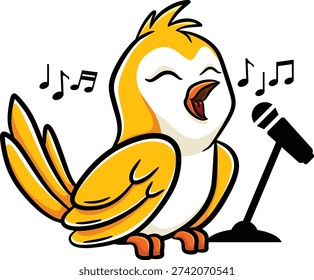 cartoon illustration of a singing bird