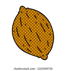 cartoon illustration of a single walnut