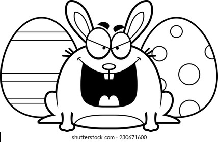 A cartoon illustration of a sinister looking Easter Bunny.