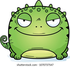 A cartoon illustration of a sinister looking lizard.