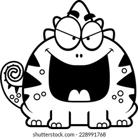 A cartoon illustration of a sinister looking lizard.