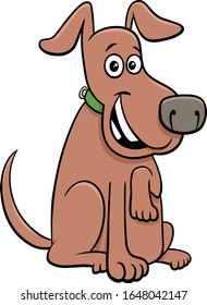 Cartoon Illustration of Sitting Dog Comic Animal Character