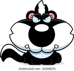 A cartoon illustration of a skunk with an angry expression.