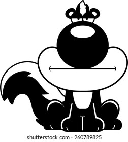 A cartoon illustration of a skunk with a bored expression.