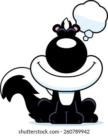 A cartoon illustration of a skunk dreaming.