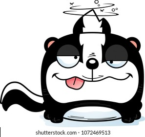 A cartoon illustration of a skunk with a goofy expression.