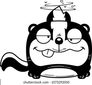 A cartoon illustration of a skunk with a goofy expression.