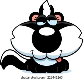 A cartoon illustration of a skunk with a goofy expression.