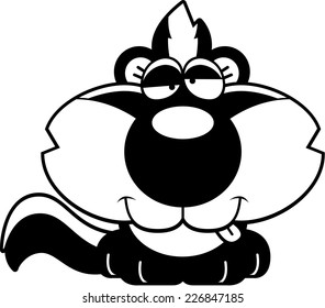 A cartoon illustration of a skunk with a goofy expression.