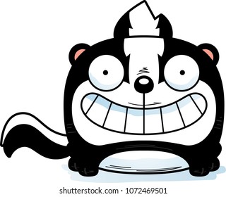 A cartoon illustration of a skunk happy and smiling.