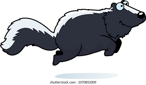 A cartoon illustration of a skunk jumping.