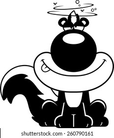 A cartoon illustration of a skunk looking drunk.