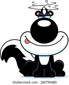 A cartoon illustration of a skunk looking drunk.