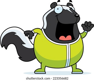 A cartoon illustration of a skunk in pajamas.