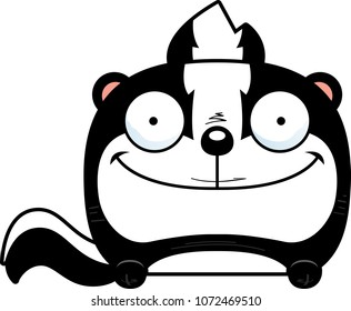 A cartoon illustration of a skunk peeking over an object.