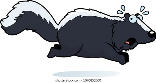 A cartoon illustration of a skunk running away.