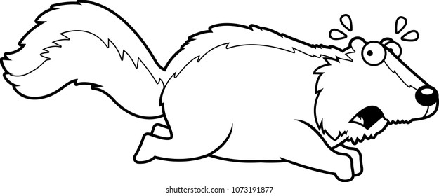 A cartoon illustration of a skunk running away.