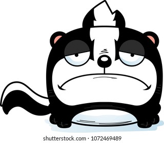 A cartoon illustration of a skunk with a sad expression.