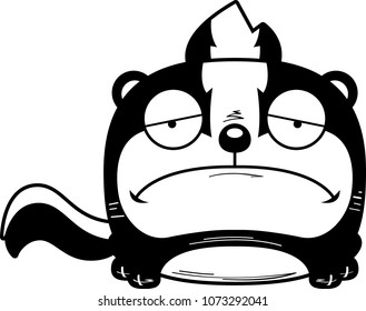 A cartoon illustration of a skunk with a sad expression.