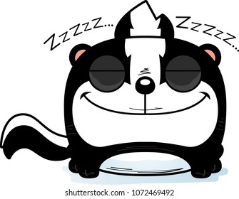 A cartoon illustration of a skunk taking a nap.