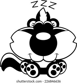 A cartoon illustration of a skunk taking a nap.