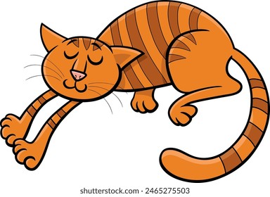 Ilustración de dibujos animados de gato durmiente o gatito personaje animal cómico