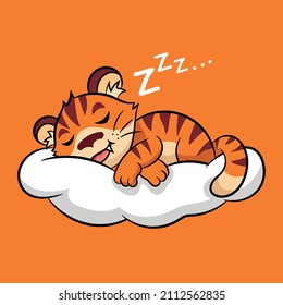 Cartoon illustration of a sleeping tiger