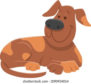 Cartoon illustration of sleepy brown dog animal character