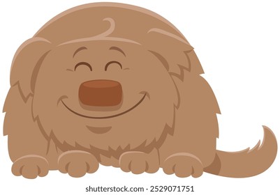 Ilustración de dibujos animados del personaje animal de perro peludo somnoliento