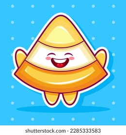 Cartoon illustration of a slice of  pineapple fruit with smile face