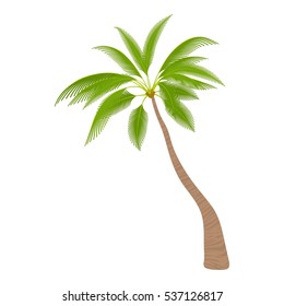 Cartoon illustration of sloped palm tree vector icon for web