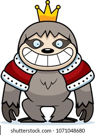 A cartoon illustration of a sloth king with a crown and robes.