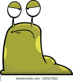 Cartoon Illustration Of A Slug With A Grumpy Expression. 