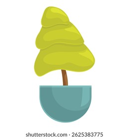 Cartoon illustration of a small green tree growing in a pot