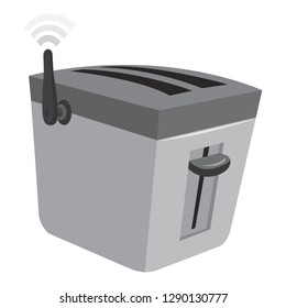 Cartoon Illustration Of Smart Toaster With Wireless Internet Connection