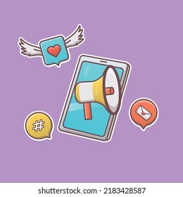 Ilustración de caricatura del smartphone en vector. Vector de objeto aislado. Estilo de caricatura plano
