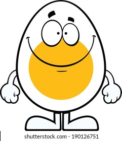 Cartoon illustration of a smiling egg. 