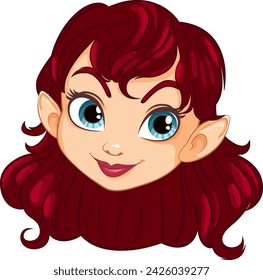 Ilustración de dibujos animados de un elfo sonriente con el pelo rojo.