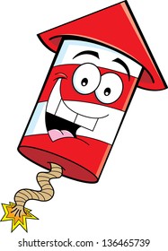 Cartoon illustration of a smiling firecracker.