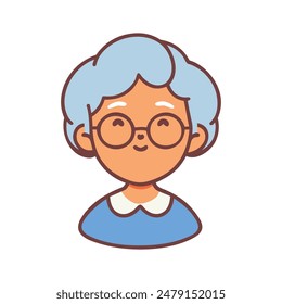 Cartoon Illustration of Smiling Grandma