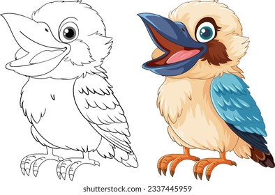 A cartoon illustration of a smiling Kookaburra, a native Australian bird, isolated on a white background illustration