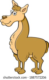 Cartoon illustration of a smiling llama standing.