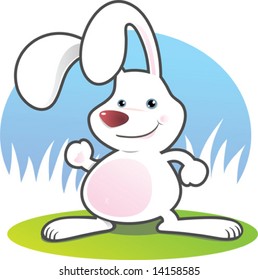Cartoon illustration of Smiling White Rabbit
