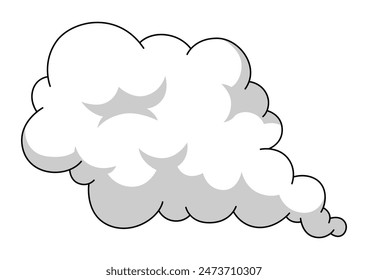 Ilustración de dibujos animados de humo. Imagen cómica de vapor, nube o niebla.