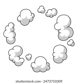 Cartoon illustration of smoke. Comic image of steam, cloud or fog.