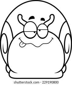 A cartoon illustration of a snail looking drunk.