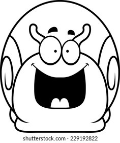 A cartoon illustration of a snail looking happy.
