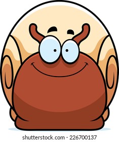 A cartoon illustration of a snail smiling.