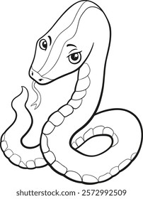 Cartoon illustration of snake reptile animal character coloring page